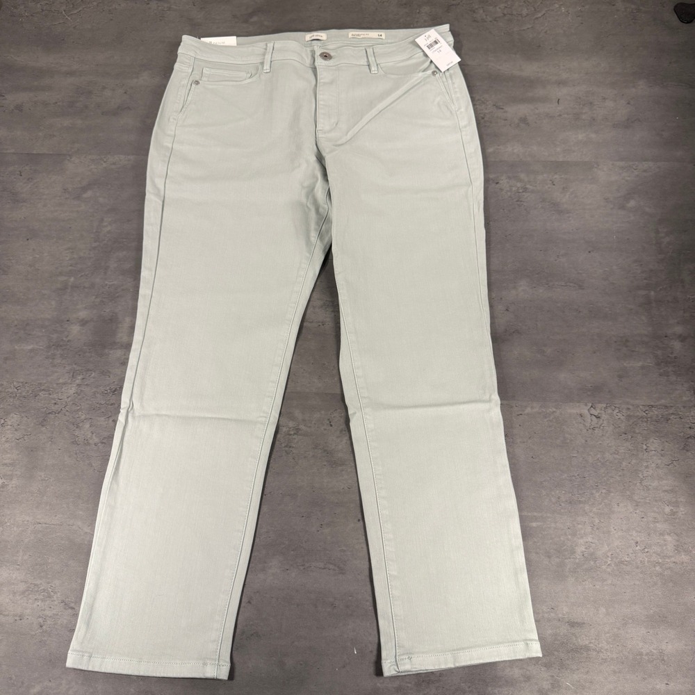 J Jill Pants Women 14 Authentic Fit Slim Ankle Light Sage Mist Stretch Denim $89